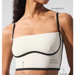 ALO Yoga Cream and Black Bandeau Top